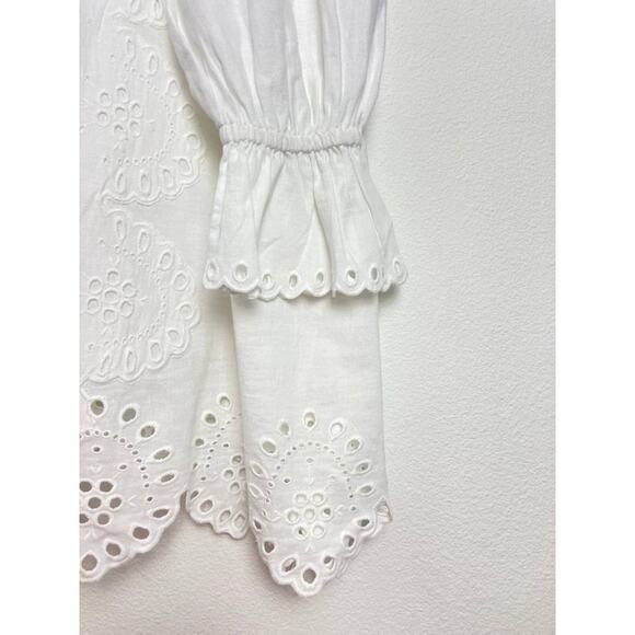 Hill House Mila Dress XL – White Linen Cotton Eyelet One Shoulder Scalloped NWT - Picture 7 of 13